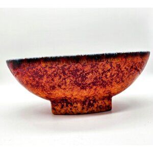 Art Pottery Console Bowl Portugal Destinos, SA MCM Orange Amberina Glazed